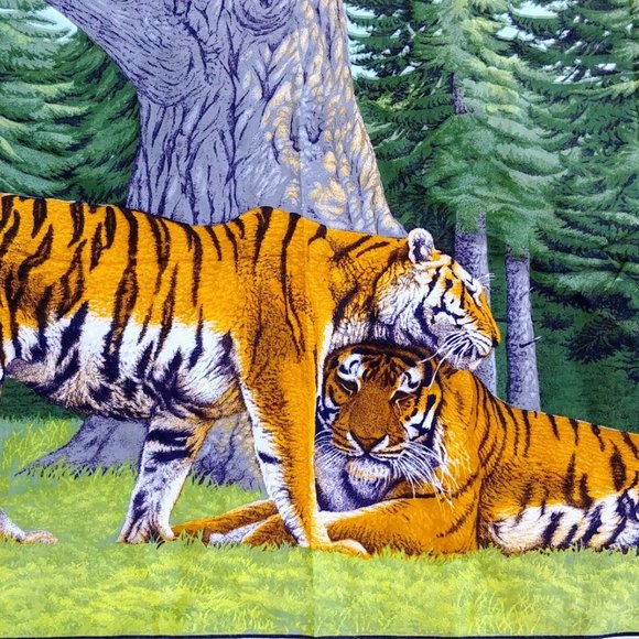 Vintage Wall Tapestry Jungle Tiger Couple Made In Turkey - Picture 6 of 7